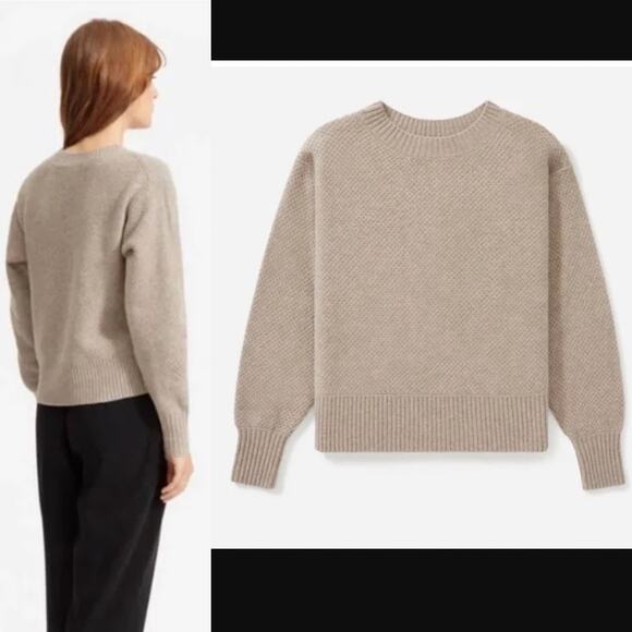 Everlane Recashmere Stoopwafel Crewneck Sweater In Heathered Sand Size Medium - Picture 2 of 13